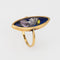 Bague 52 Art déco - Bague navette portrait en émail polychrome, or jaune 18 ct 58 Facettes G12812