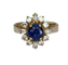 50 Bague en or jaune 18K avec saphir et diamants 58 Facettes ring