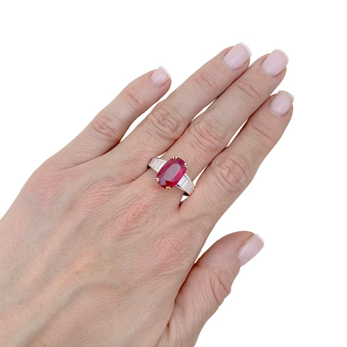 Bague 57 Manalys - Bague en or blanc et jaune, rubis et diamants 58 Facettes 35909