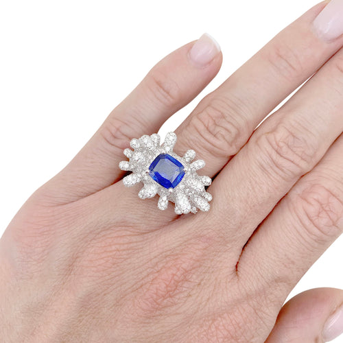 Bague 50 Manalys - Bague en or blanc, diamants et saphir 58 Facettes 35910