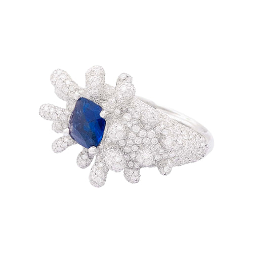 Bague 50 Manalys - Bague en or blanc, diamants et saphir 58 Facettes 35910