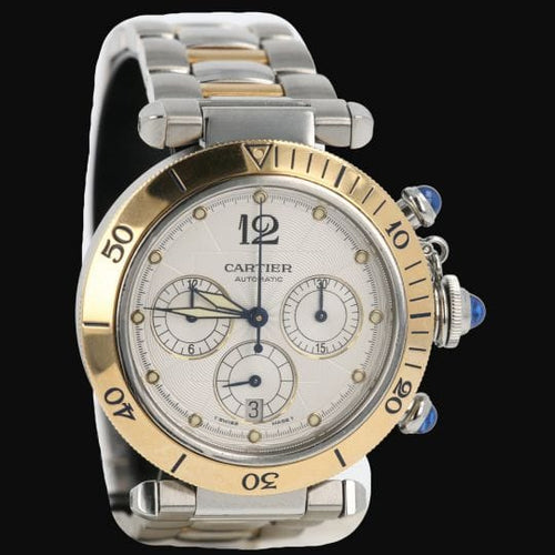 Cartier Pasha - Montre chronographe en or jaune et acier 58 Facettes MT47456
