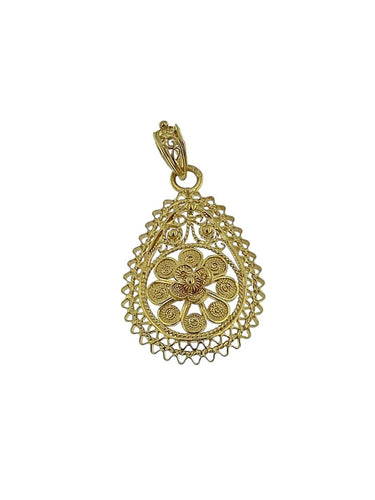 Pendentif traditionnel portugais en or jaune 19 carats 58 Facettes P1830D