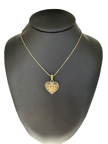 Pendentif traditionnel portugais cœur en or jaune 19 carats 58 Facettes P1831D