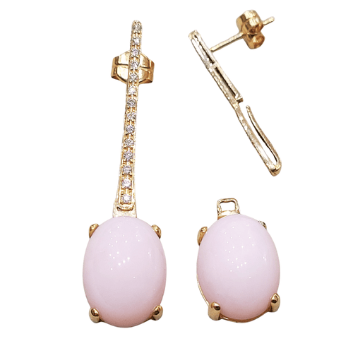 Boucles d'oreilles en or rose, opales et diamants 58 Facettes PE436T464