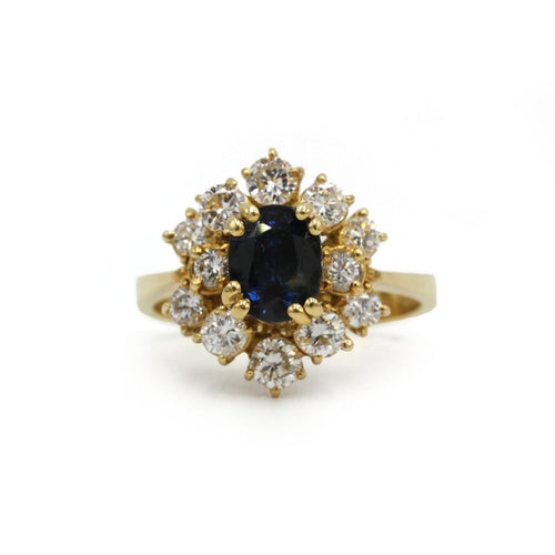 55 Bague marguerite en or jaune, saphir et diamants 58 Facettes 260041SP