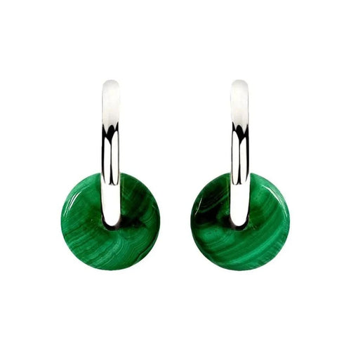 Jullie - Boucles d'oreilles en malachite verte 58 Facettes SER1020WG