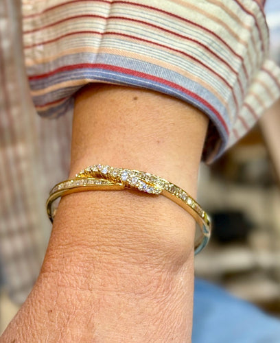 Bracelet jonc en or jaune 18 carats et diamants 58 Facettes 90952