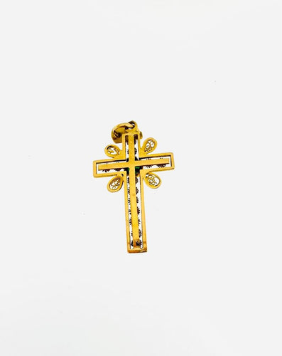 Croix portugaise Art déco - Pendentif en or jaune et émeraude 58 Facettes P1622D