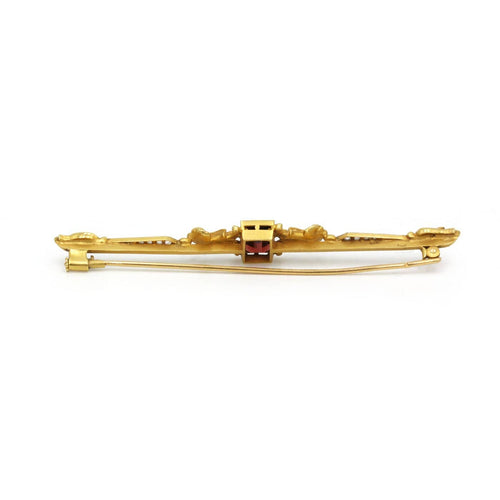Broche Broche barrette en or jaune, diamants et grenat 58 Facettes 260186R