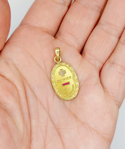 Augis - Pendentif médaille d'amour en or 18k, diamant et rubis 58 Facettes A07585