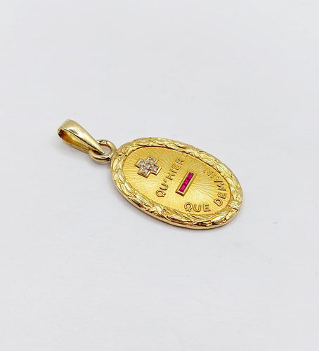 Augis - Pendentif médaille d'amour en or 18k, diamant et rubis 58 Facettes A07585