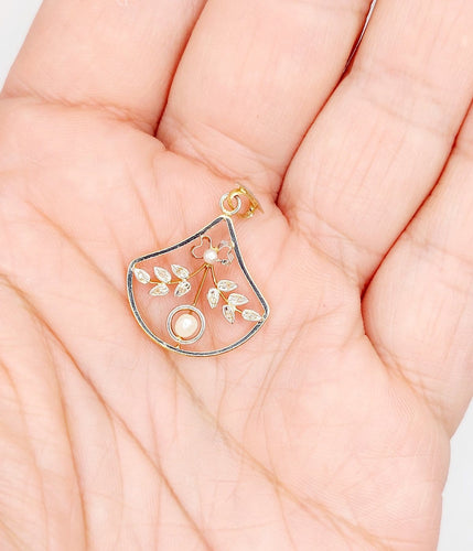 Art nouveau - Pendentif fleur en or 18k, platine, perles et diamants 58 Facettes A07588