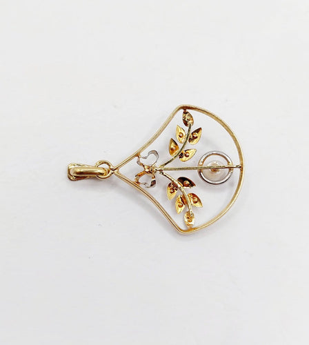 Art nouveau - Pendentif fleur en or 18k, platine, perles et diamants 58 Facettes A07588