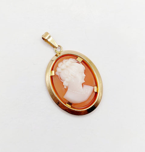 Pendentif vintage en or rose 18k avec camée sur coquillage 58 Facettes A07589