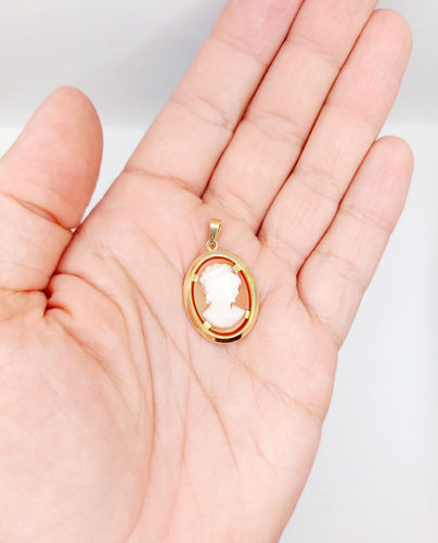 Pendentif vintage en or rose 18k avec camée sur coquillage 58 Facettes A07589