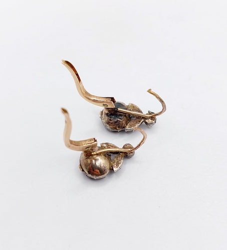 Dormeuses victoriennes - Boucles d'oreilles en or rose, argent et diamants 58 Facettes A07593