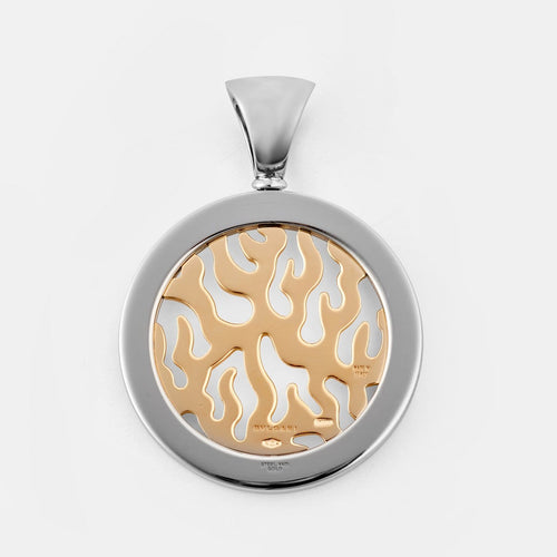 BVLGARI Tondo - Pendentif en or jaune, acier et diamants 58 Facettes 321