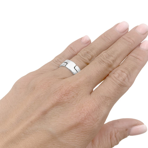 Bague 52 Dinh Van Seventies - Bague bandeau en or blanc 58 Facettes 35873