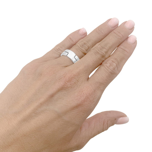 Bague 52 Dinh Van Seventies - Bague bandeau en or blanc 58 Facettes 35873