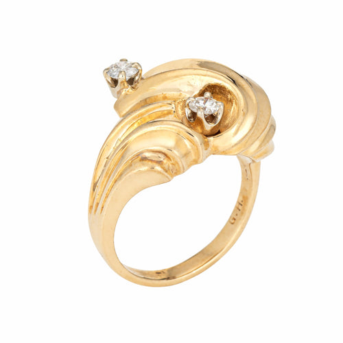 Bague 52 Bague cocktail vintage - dôme ajouré en or jaune 14 carats et diamants 58 Facettes G13622
