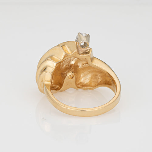 Bague 52 Bague cocktail vintage - dôme ajouré en or jaune 14 carats et diamants 58 Facettes G13622