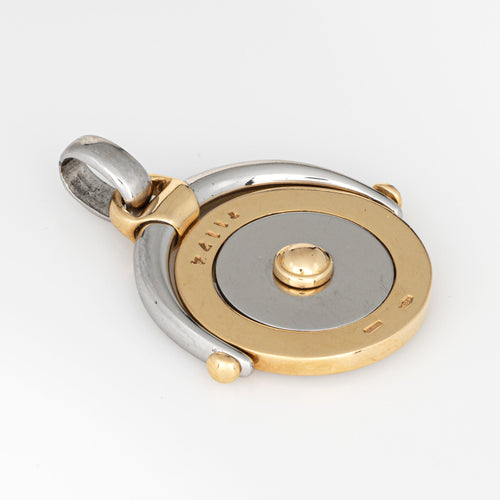 Pendentif Bulgari Zodiac Tondo - Pendentif Verseau vintage en or jaune 18k et acier 58 Facettes G13869