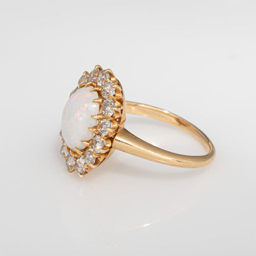 Bague Bague victorienne ancienne opale et diamants en or jaune 18k 58 Facettes G13874