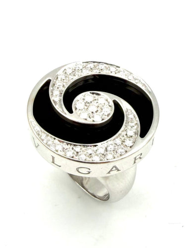 52 Bvlgari Optical - Bague en or blanc, acier, onyx et diamants 58 Facettes BVLGARI BG