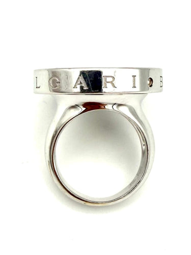 52 Bvlgari Optical - Bague en or blanc, acier, onyx et diamants 58 Facettes BVLGARI BG