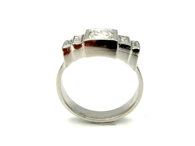 58 Art déco - Bague en platine et diamants 58 Facettes ANTIC BG