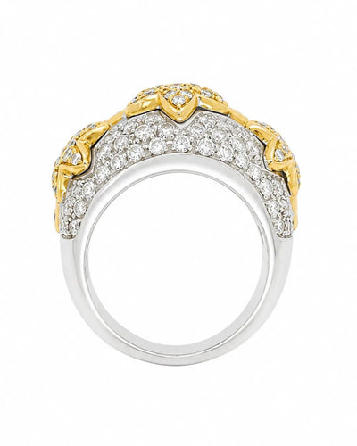 55 Bague motif étoiles en or blanc et jaune 18 kt et diamants 58 Facettes c1246ci
