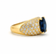 59 Bague en or jaune 18 carats, saphir ovale et diamants 58 Facettes Ss