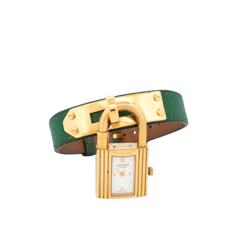 Hermès Kelly - Montre en acier plaqué or, cadran ivoire 58 Facettes 563