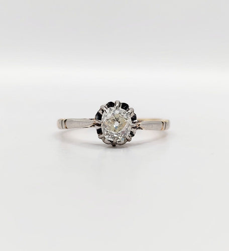53 Bague solitaire Art déco en or 18K, platine et diamant 58 Facettes A07594