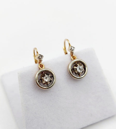 Dormeuses cible Art déco en or 18k, platine et diamants 58 Facettes A07595