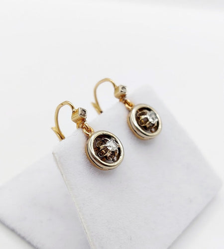 Dormeuses cible Art déco en or 18k, platine et diamants 58 Facettes A07595
