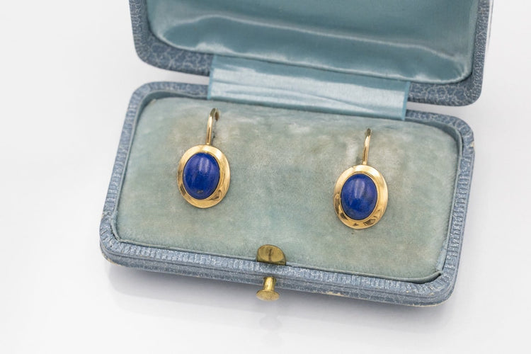 Boucles d'oreilles en or jaune et lapis-lazuli 58 Facettes 13498