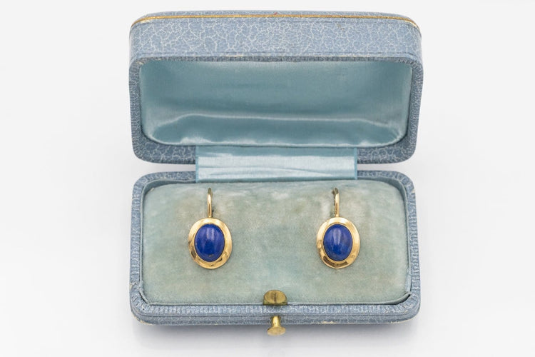 Boucles d'oreilles en or jaune et lapis-lazuli 58 Facettes 13498