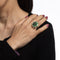 Bague 49 Bague cocktail vintage en or jaune 14 carats, diamants, perles et émail vert 58 Facettes G11415