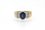 52 Bague vintage en or 14 carats, saphir ovale et diamants 58 Facettes 13499