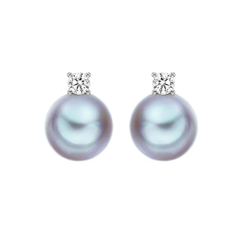 Underwater - Boucles d'oreilles perles Akoya bleues diamants en or blanc 18K 58 Facettes GER1328WG