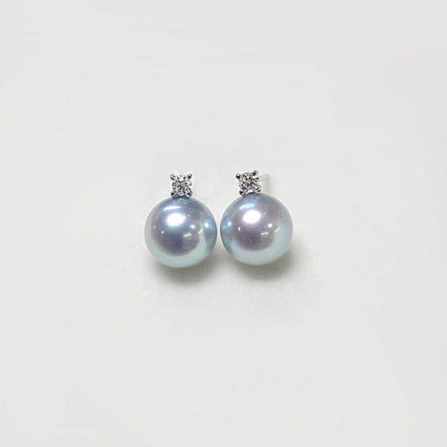 Underwater - Boucles d'oreilles perles Akoya bleues diamants en or blanc 18K 58 Facettes GER1328WG