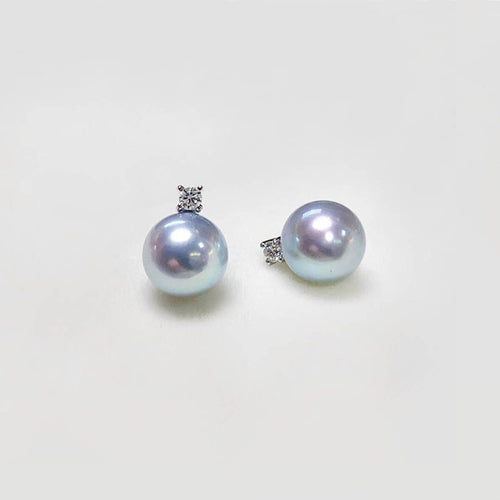 Underwater - Boucles d'oreilles perles Akoya bleues diamants en or blanc 18K 58 Facettes GER1328WG