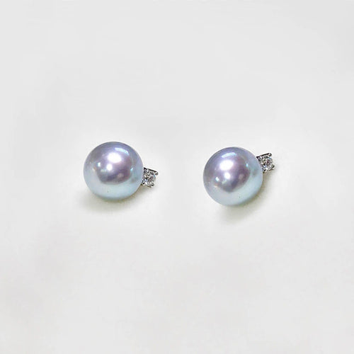 Underwater - Boucles d'oreilles perles Akoya bleues diamants en or blanc 18K 58 Facettes GER1328WG
