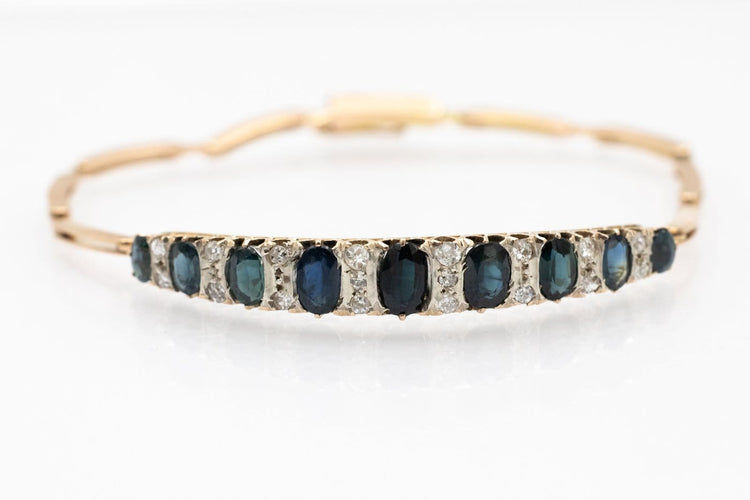 Bracelet en or jaune avec diamants et saphirs naturels 58 Facettes 13496