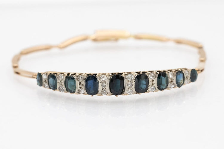 Bracelet en or jaune avec diamants et saphirs naturels 58 Facettes 13496