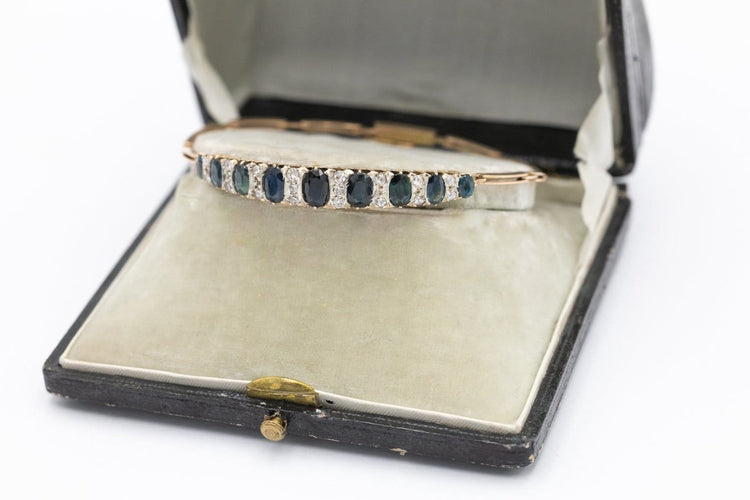 Bracelet en or jaune avec diamants et saphirs naturels 58 Facettes 13496
