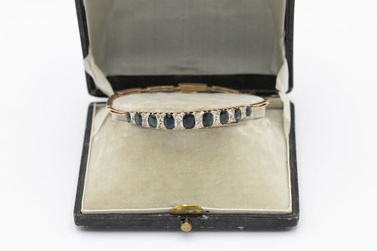 Bracelet en or jaune avec diamants et saphirs naturels 58 Facettes 13496