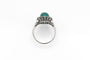 55 Bague ovale en platine avec turquoise et diamants 58 Facettes 12386A